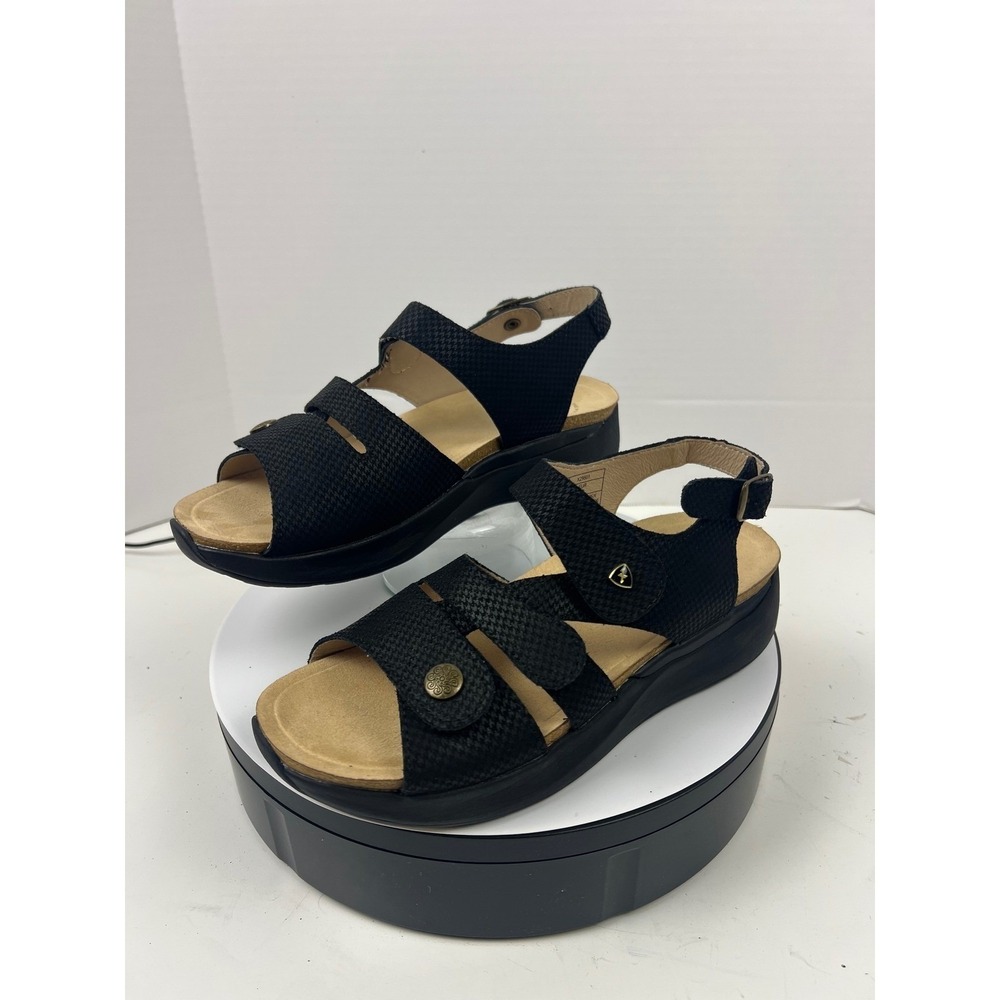 Xelero Women's Black Leather Comfort Walking Arch Support Sandals 12.5-13 (43)‎